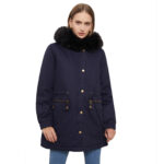 Parka femme automne hiver, doublé polaire, capuche D400 N003
