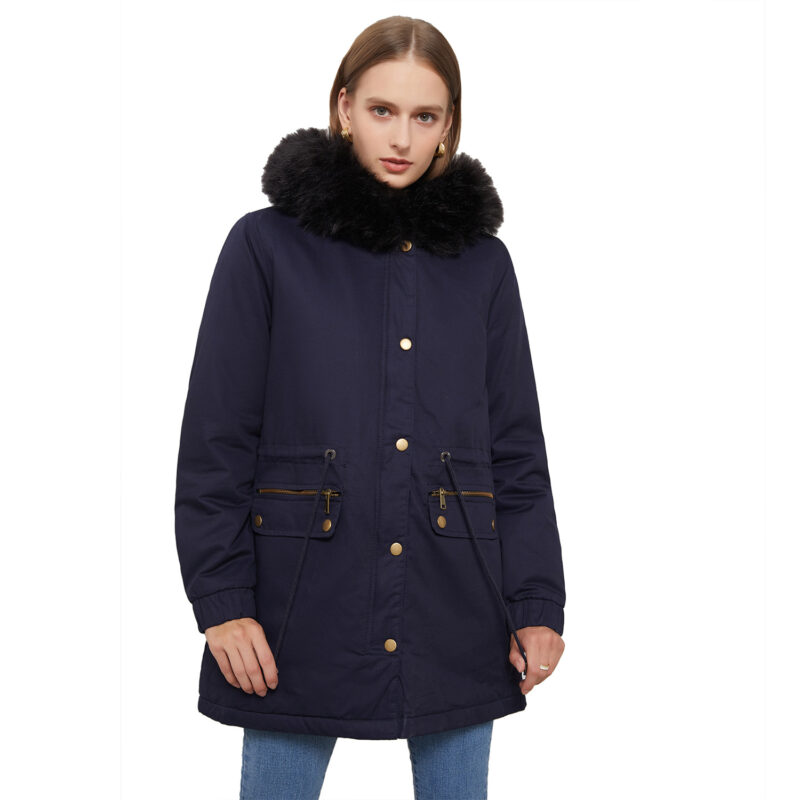 Parka femme automne hiver, doublé polaire, capuche D400 N003