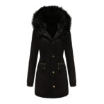 Parka femme automne hiver, doublé polaire, capuche D400 N004