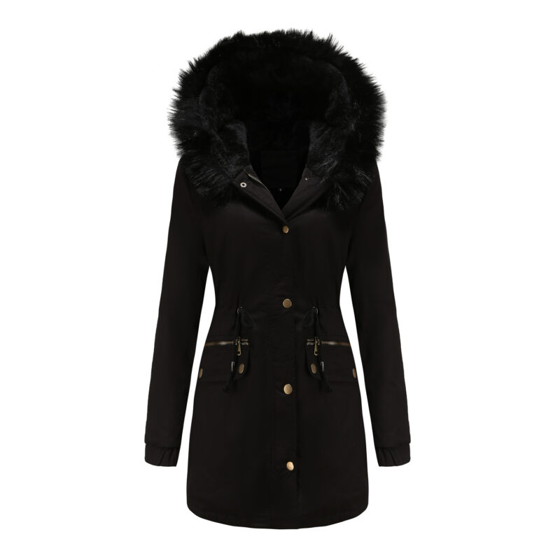 Parka femme automne hiver, doublé polaire, capuche D400 N004