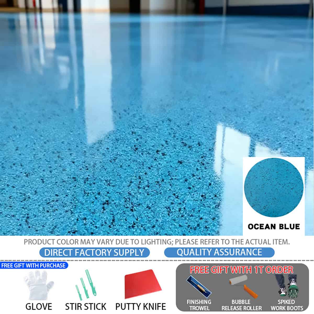 Revêtement sol en ciment époxy coloré autonivelant HYBL-HYCS_BLEU OCÉAN