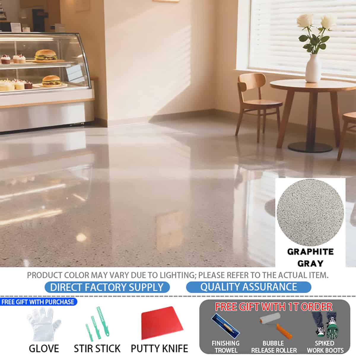 Revêtement sol en ciment époxy coloré autonivelant HYBL-HYCS_GRIS GRAPHITE