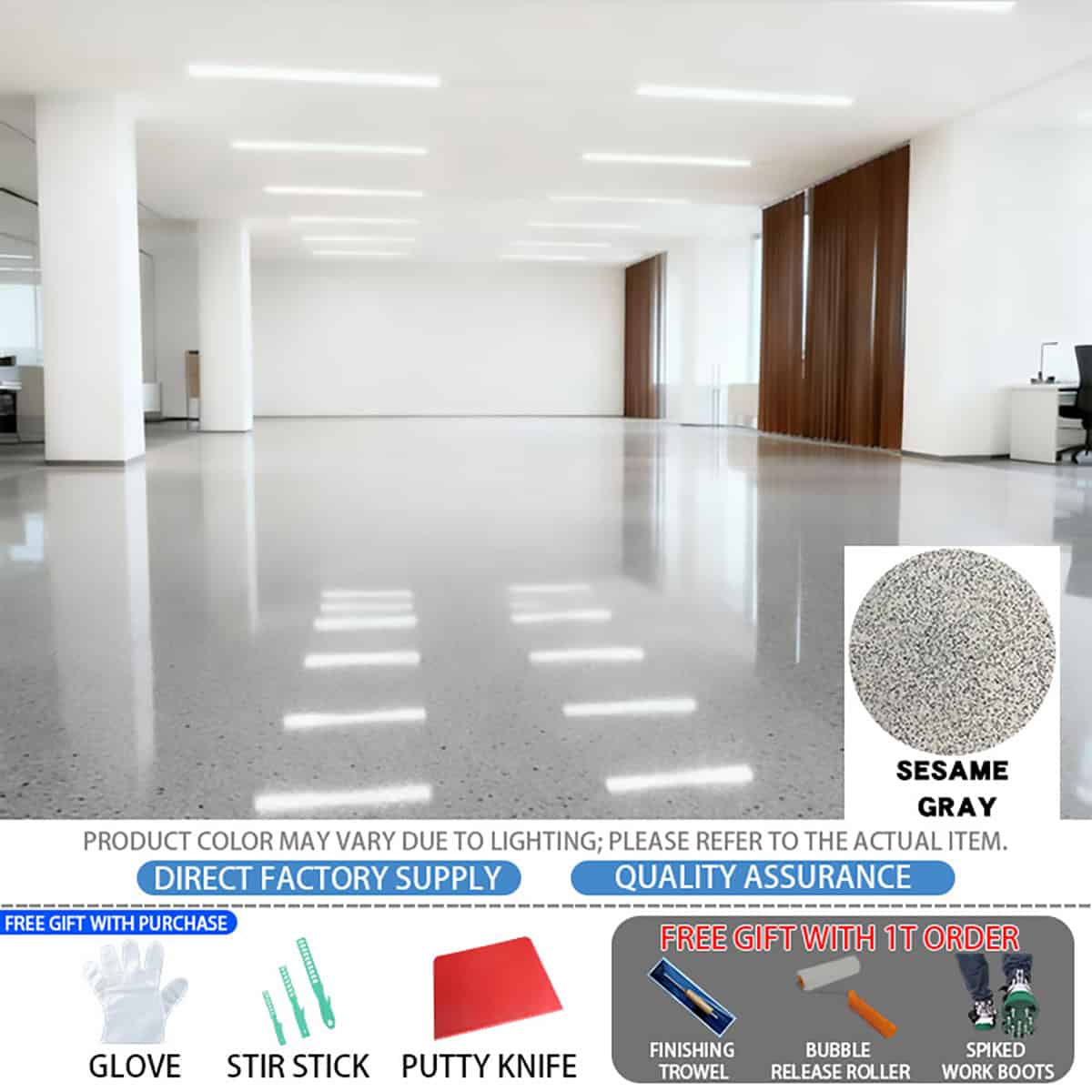 Revêtement sol en ciment époxy coloré autonivelant HYBL-HYCS_GRIS SÉSAME