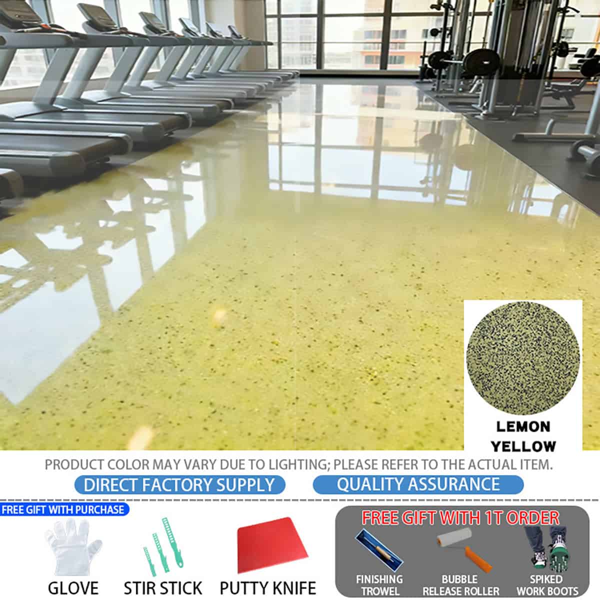 Revêtement sol en ciment époxy coloré autonivelant HYBL-HYCS_JAUNE CITRON