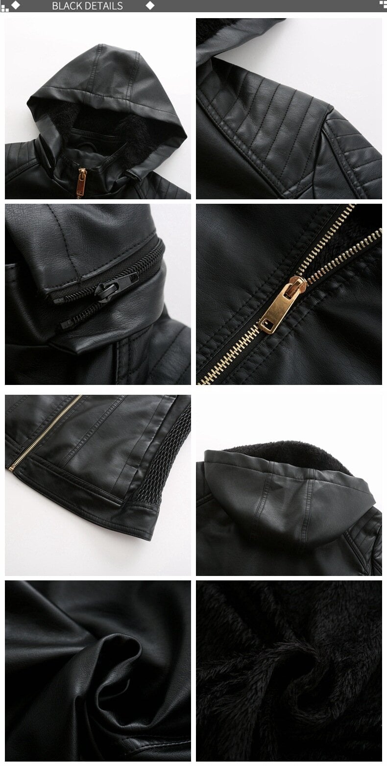 Women's fleece-lined leather jacket, plus size 6677 Demo 13
