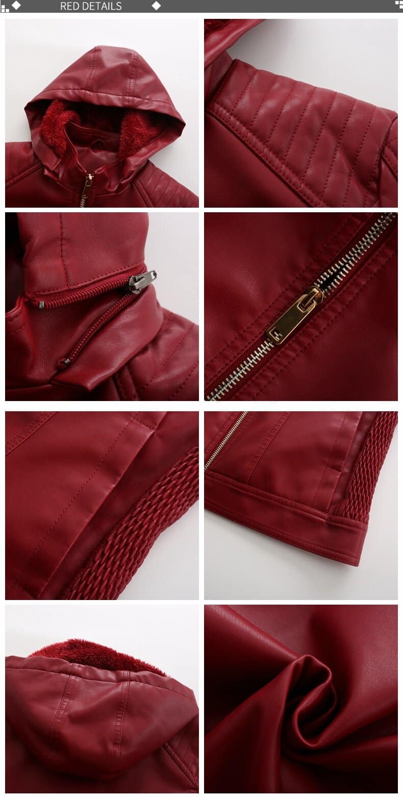 Women's fleece-lined leather jacket, plus size 6677 Demo 14