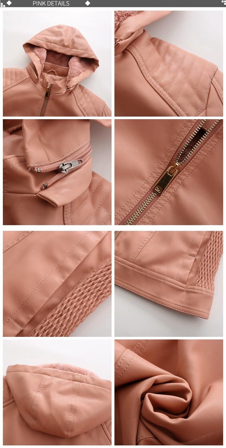 Women's fleece-lined leather jacket, plus size 6677 Demo 16
