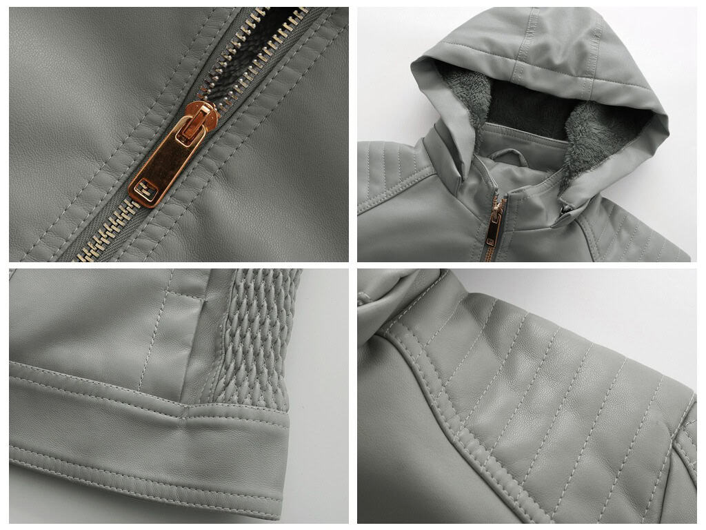 Women's fleece-lined leather jacket, plus size 6677 Demo 17