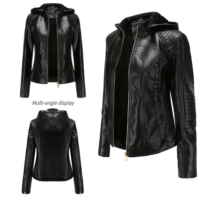 Women's fleece-lined leather jacket, plus size 6677 Demo 08