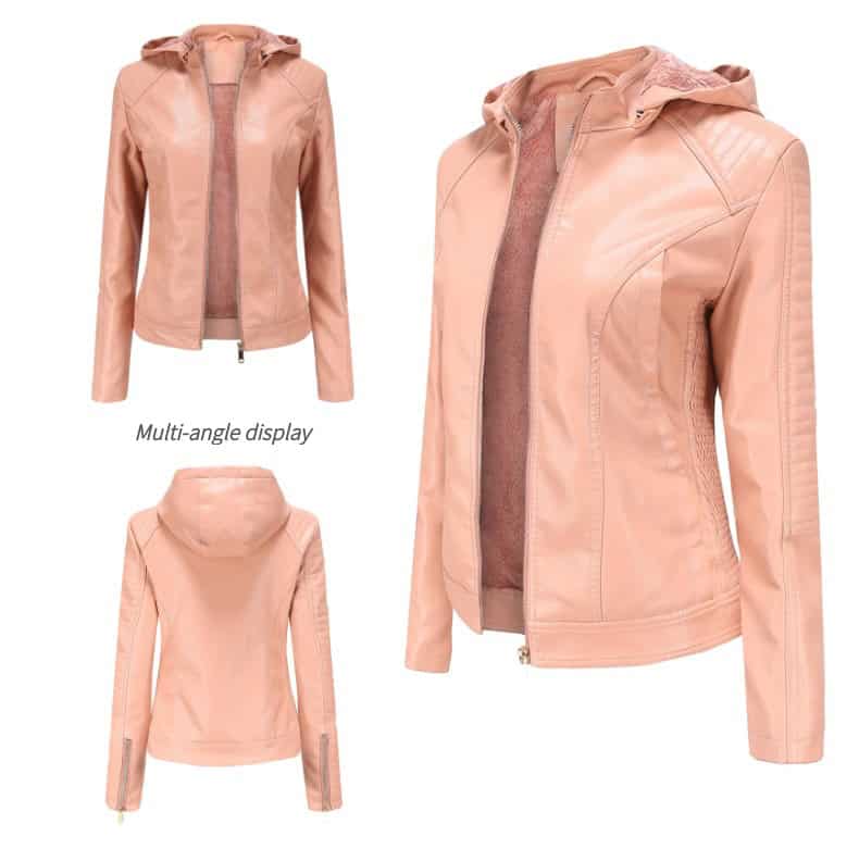 Women's fleece-lined leather jacket, plus size 6677 Demo 09