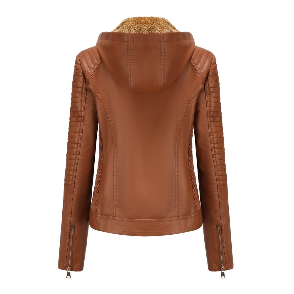 Women's fleece-lined leather jacket, plus size 6677 Demo 21