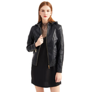Veste en cuir femme doublée polaire grande taille 6677 n01