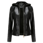 Veste en cuir femme doublée polaire grande taille 6677 n011-noir