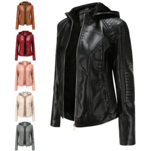 Veste en cuir femme doublée polaire grande taille 6677 n02