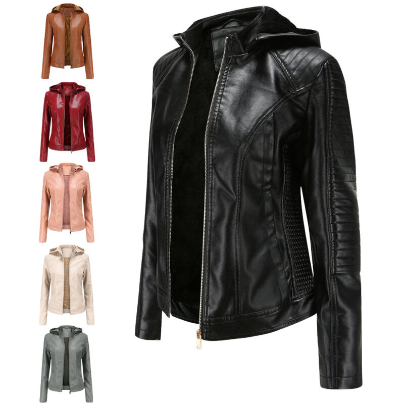 Veste en cuir femme doublรฉe polaire grande taille 6677 n02 Veste en cuir femme doublรฉe polaire grande taille 6677 n02