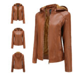 Veste en cuir femme doublée polaire grande taille 6677 n03