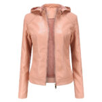 Veste en cuir femme doublée polaire grande taille 6677 n07-abricot