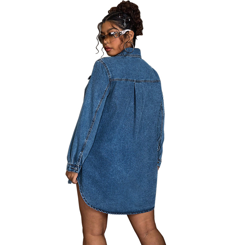 Women's denim shirt. Denim shirt dress with collar 218810 Demo 010
