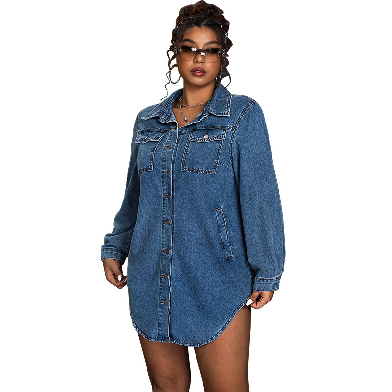 Women's denim shirt. Denim shirt dress with collar 218810 Demo 011