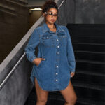 Chemise en jean femme. Chemise robe en jean à col 218810 Demo 04