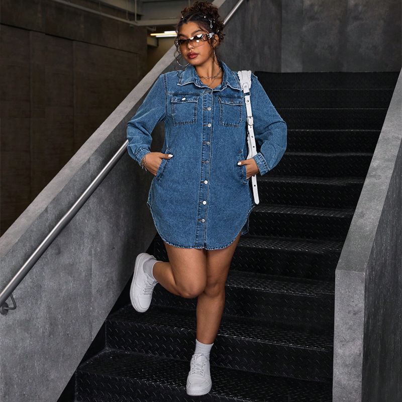 Chemise en jean femme. Chemise robe en jean à col 218810 Demo 06