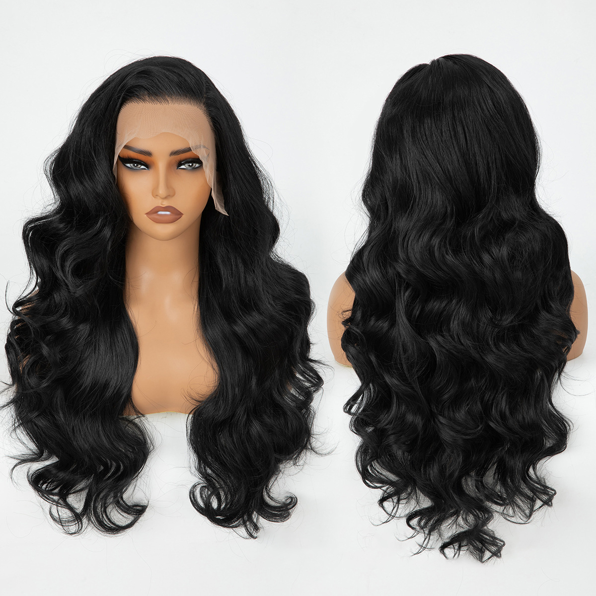 Front Lace Wig 134 in Black High-Protein Biosynthetic Fiber LMM-300&1B-001