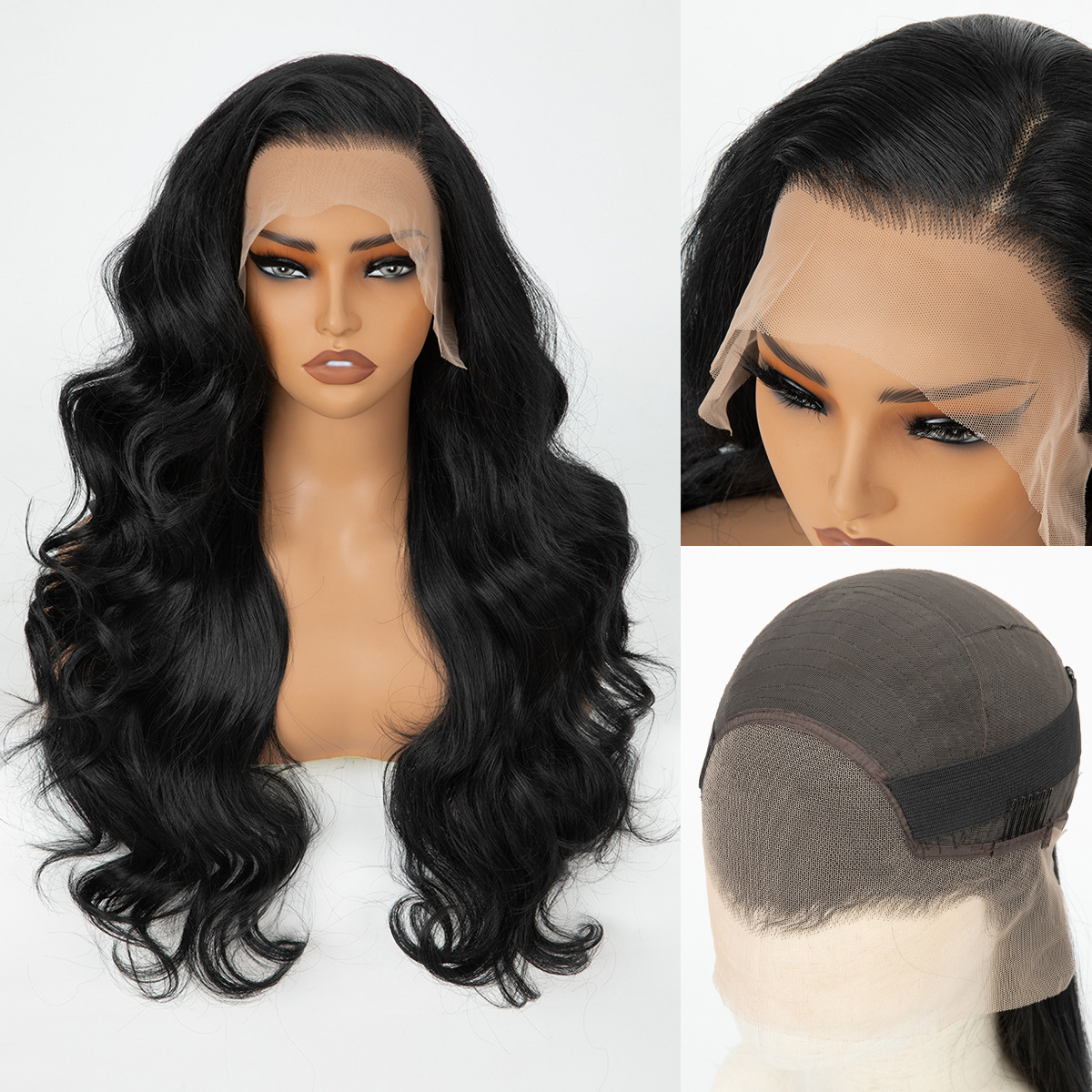 Front Lace Wig 134 in Black High-Protein Bio synthetic Fiber LMM-300&1B-01