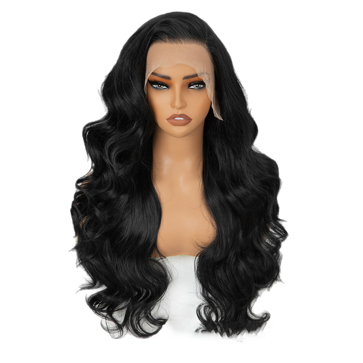 Front Lace Wig 134 in Black High-Protein Biosynthetic Fiber LMM-300&1B-03