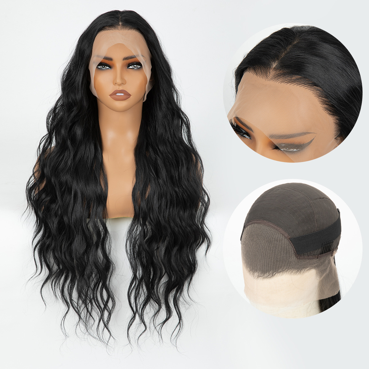 Wavy Bio-Synthetic Fiber Lace Wig ALW-204&1B