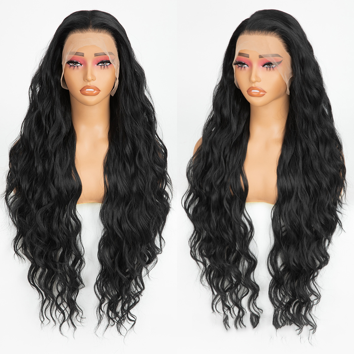 Wavy Bio-Synthetic Fiber Lace Wig LMM-204&1B-001