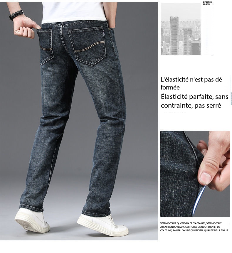 Men's Straight-Leg Stretch Denim Pants 02-008 Blue [Stretch Version] Demo 0012