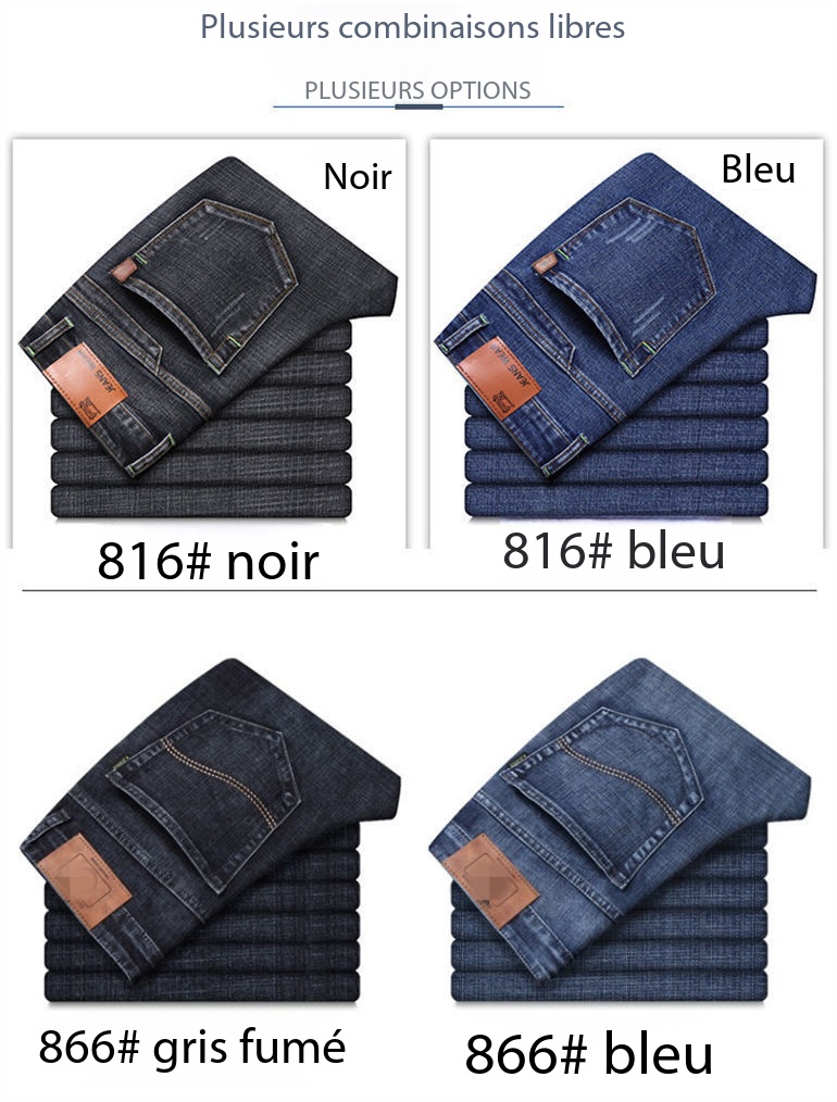 Men's Straight-Leg Stretch Denim Pants 02-008 Blue [Stretch Version] Demo 002