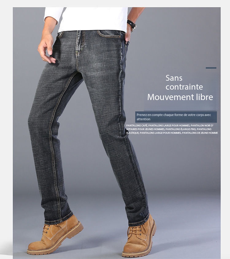 Men's Straight-Leg Stretch Denim Pants 02-008 Blue [Stretch Version] Demo 005