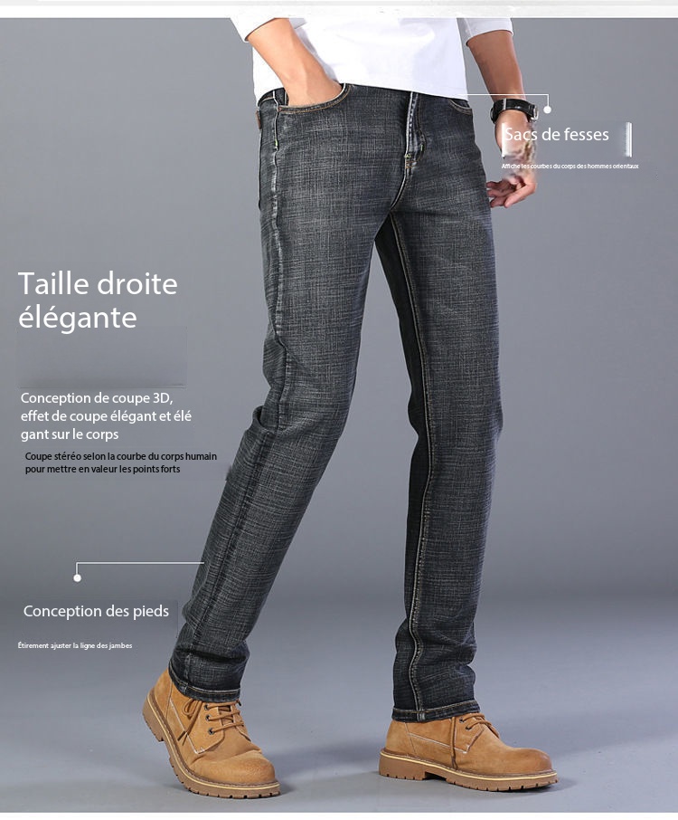 Men's Straight-Leg Stretch Denim Pants 02-008 Blue [Stretch Version] Demo 006