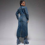 Robe en jean femme. Robe longue à col boutonné 218621-04
