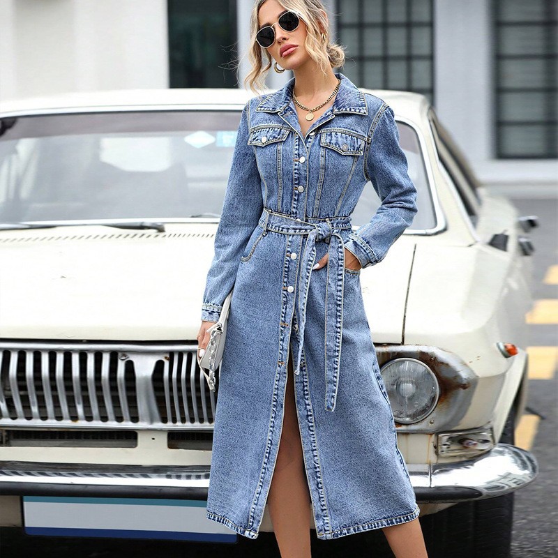 Fitted long-sleeve denim dress 291 Demo 002
