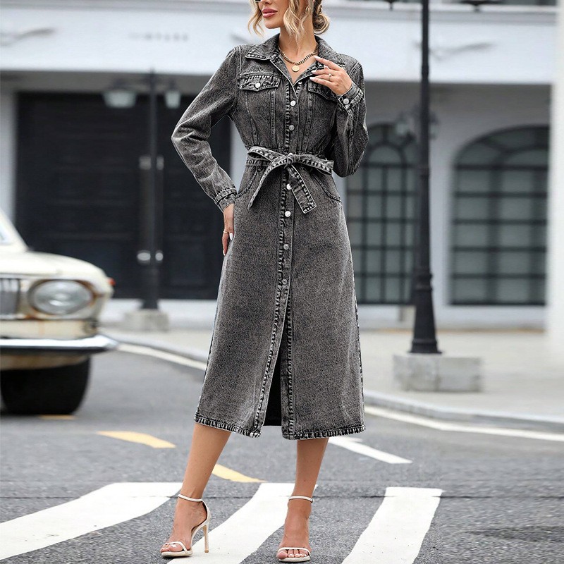 Fitted long-sleeve denim dress 291 Demo 003