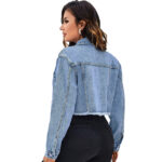Veste en denim femme, à col à franges 218697n2-04