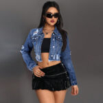 Veste en jean femme, sexy, style élégant, denim femme. 218753-1