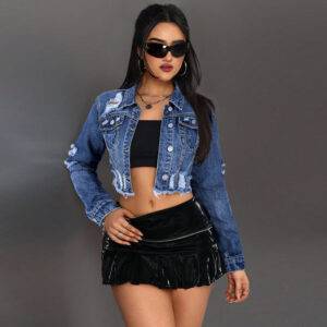 Veste en jean femme, sexy, style élégant, denim femme. 218753-1