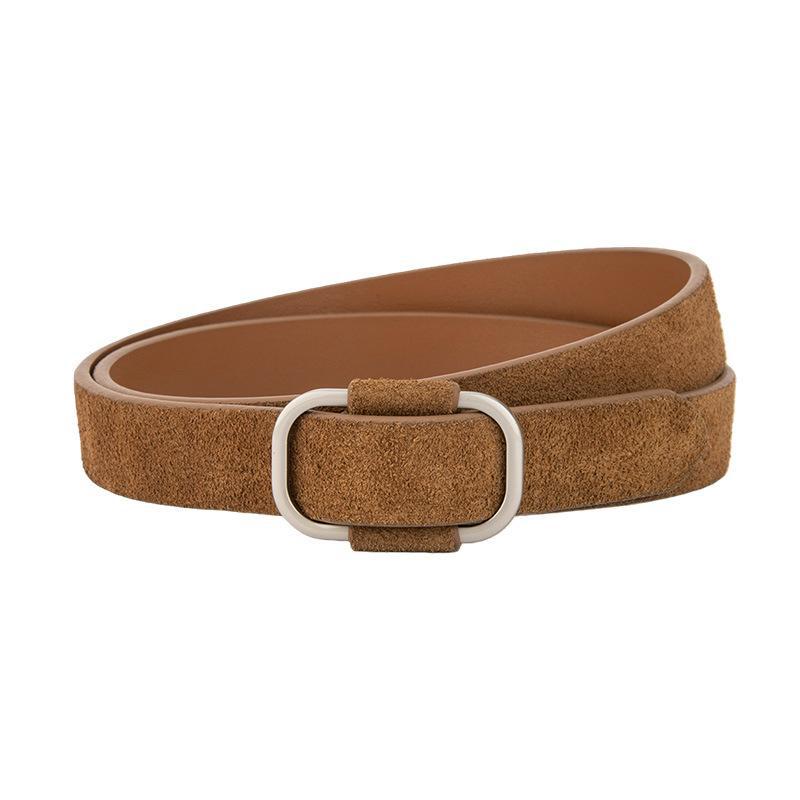 Ceinture cuir femme à boucle carrée, mode rétro 27954-4