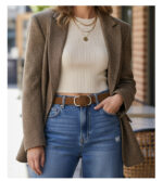 Ceinture cuir femme à boucle carrée, mode rétro 27954 Demo 01n
