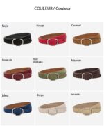 Ceinture cuir femme à boucle carrée, mode rétro 27954 Demo 08