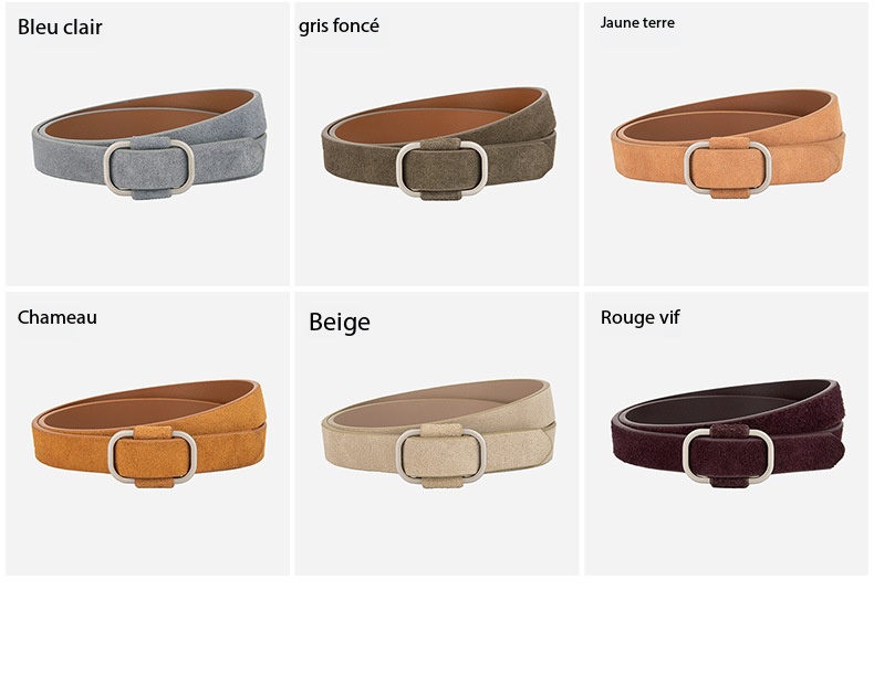 <br/>Women's Leather Belt with Square Buckle, Retro Style 27954 Demo 09