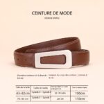 Ceinture cuir femmes, ceinture polyvalente haut de gamme Carré de taille 3.0-01 Brown