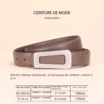 Ceinture cuir femmes, ceinture polyvalente haut de gamme Carré de taille 3.0-01 Kaki