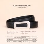 Ceinture cuir femmes, ceinture polyvalente haut de gamme Carré de taille 3.0-01 Noir