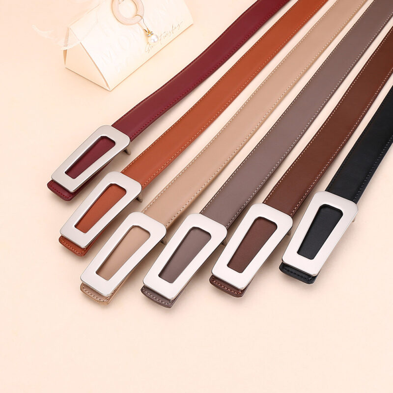 Ceinture cuir femmes, ceinture polyvalente haut de gamme Carré de taille 3.0-04
