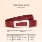 Ceinture cuir femmes, ceinture polyvalente haut de gamme Carré de taille 3.0-Bourgogne
