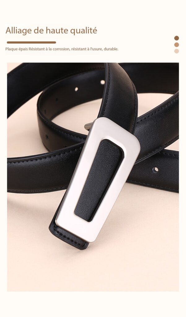 Ceinture cuir femmes, ceinture polyvalente haut de gamme Carré de taille 3.0 Demo 04